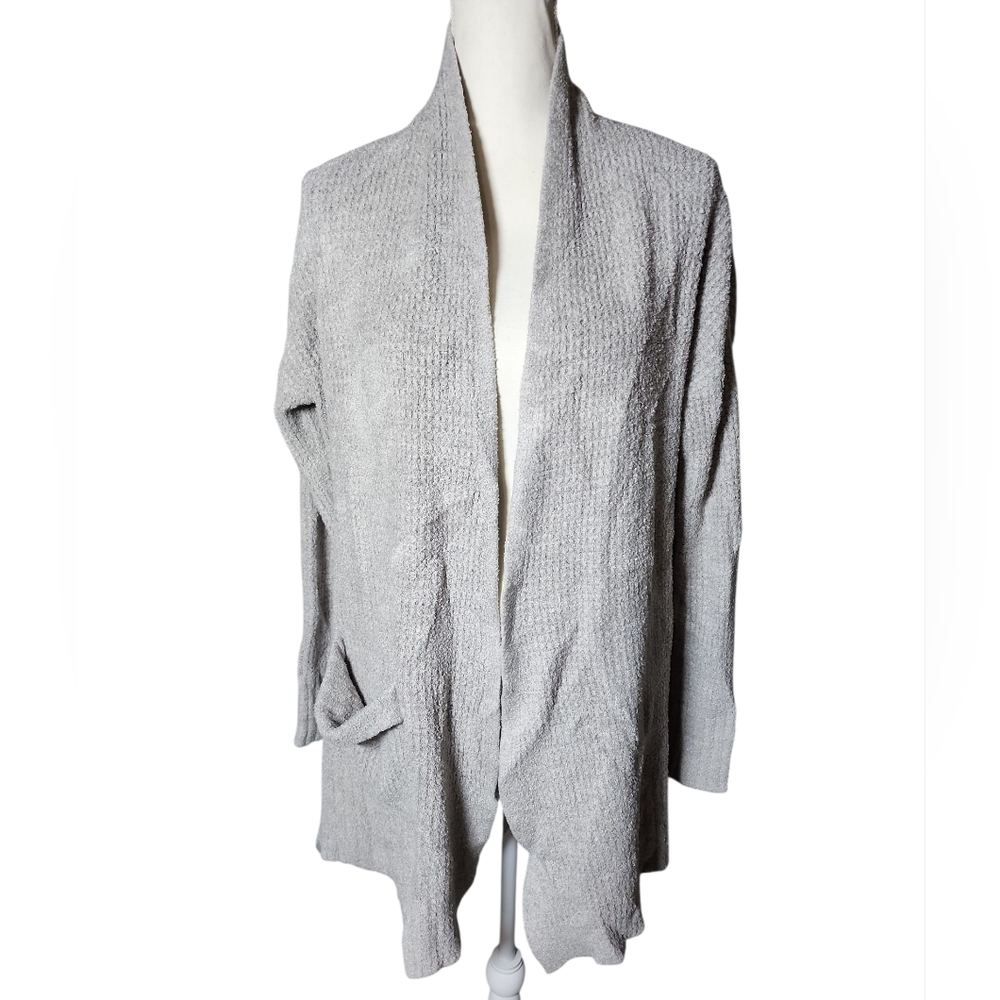 Barefoot Dreams Cozy Chic Lite Gray Open Front One Pocket Cardigan Size Medium